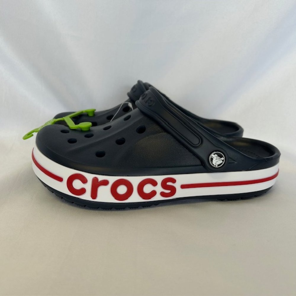 CROCS BAYABAND CLOG - NWT - Unisex - Blue with Red Strip - Men's Sizes - Casual